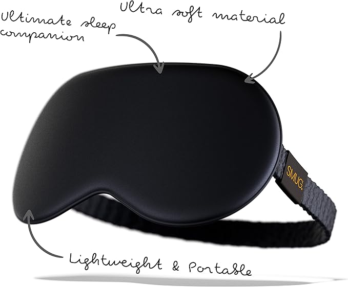 SMUG Satin Sleep Mask & Eye Mask | Travel Sleep Masks for Women & Men | Soft Sleeping Eye Mask to Nourish Skin & Reduce Dark Circles | Eye Sleep Mask Shades to Block Out Light | Black-Velvo Beauty