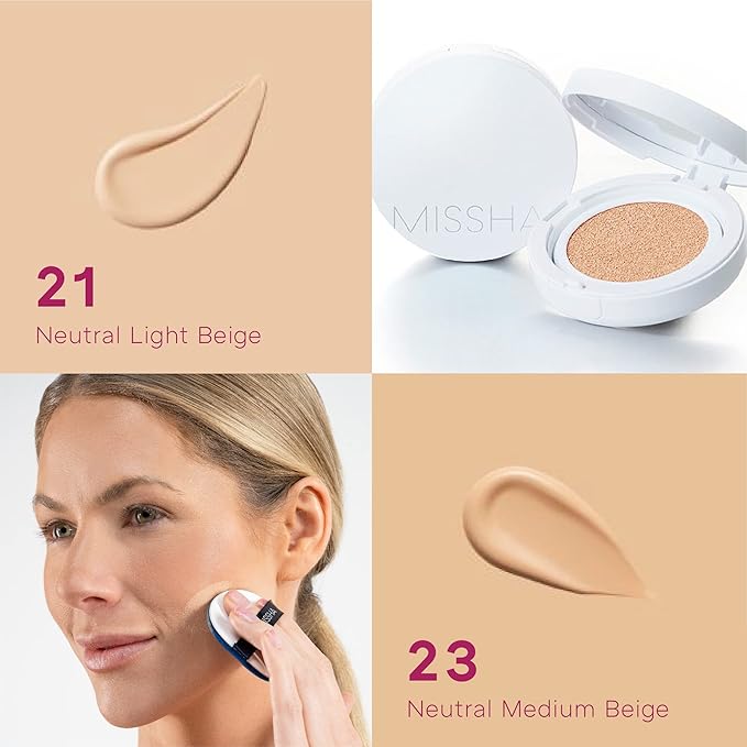 Missha Magic Cushion Moist Up No. 21 Light Beige for bright skin, Hydrating 3-in-1 Moisture Korean Cushion Foundation, Long-lasting, High Coverage, for All Skin Types-Velvo Beauty