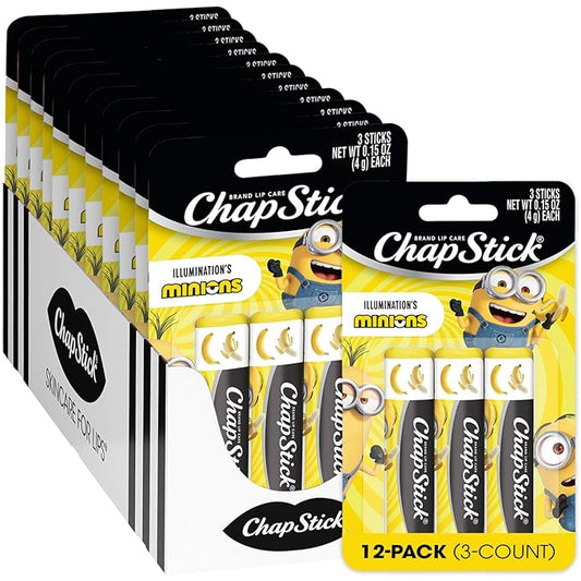 ChapStick Bulk Lip Balm, Minions Banana-Nana (36 Sticks), Party Favors for Kids, 0.15 Oz Ea-Velvo Beauty
