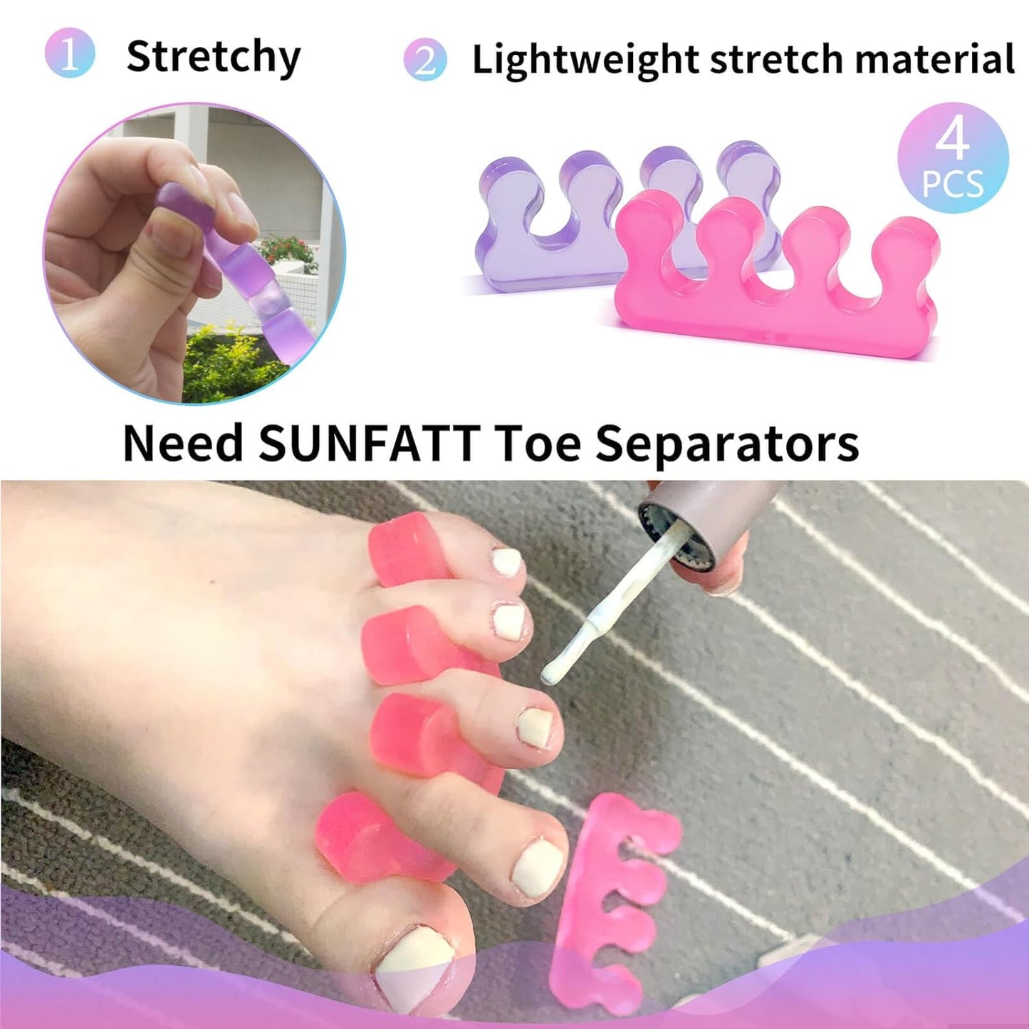 SUNFATT Gel Toe Separators,Toe Spacers for Women,Pedicures Toe Separators Use for Separation of Toenails or Nails,Beauty Pedicure Tools Suitable for Supplies for a Salon Pedicure.-Velvo Beauty