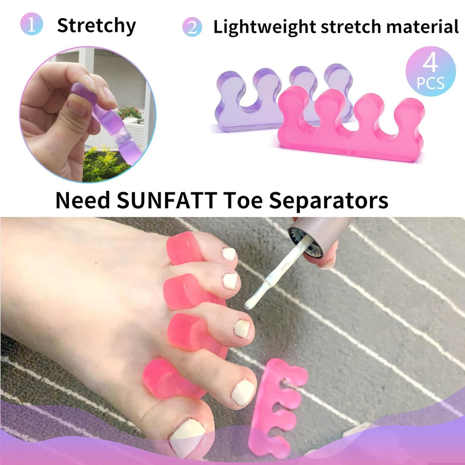SUNFATT Gel Toe Separators,Toe Spacers for Women,Pedicures Toe Separators Use for Separation of Toenails or Nails,Beauty Pedicure Tools Suitable for Supplies for a Salon Pedicure.-Velvo Beauty
