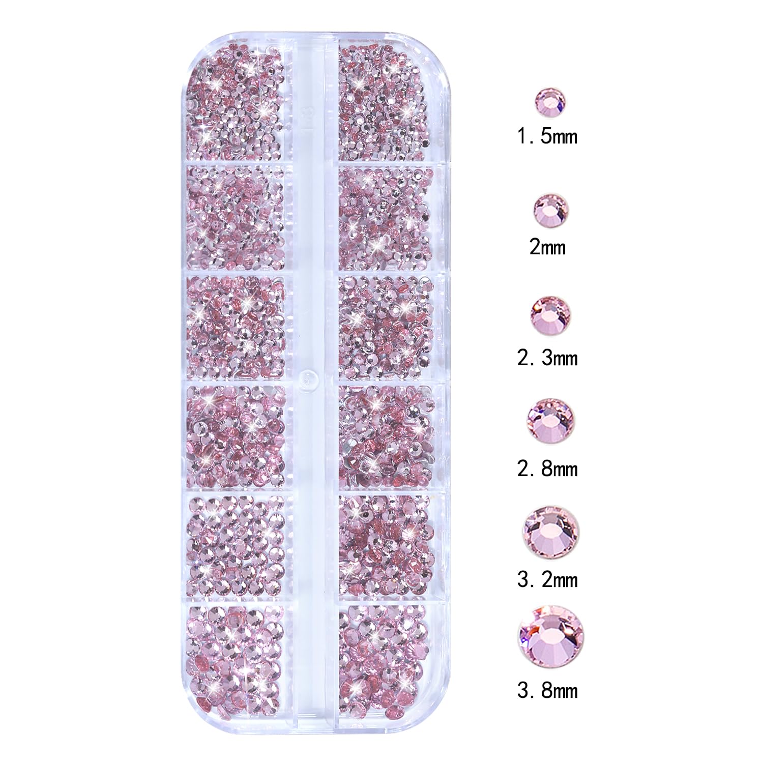 HNUIX Nail Rhinestones - 3D Multi Shape Size Crystal, Light Pink Nail Gems, Flat Back, with Kit, for Nail Art, DIY Decorations-Velvo Beauty