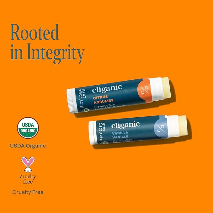 Cliganic Organic Lip Balm 2 pack - Orange Shake-Velvo Beauty