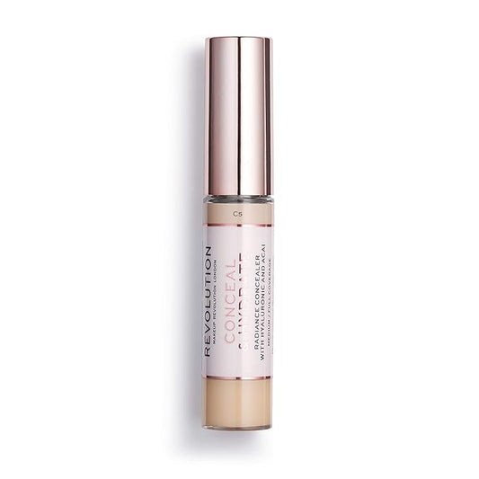 Makeup Revolution Conceal and Hydrate Concealer, Full Coverage & Matte Finish, C5 for Light Skin Tones, Vegan & Cruelty-Free, 0.7 Fl Oz-Velvo Beauty