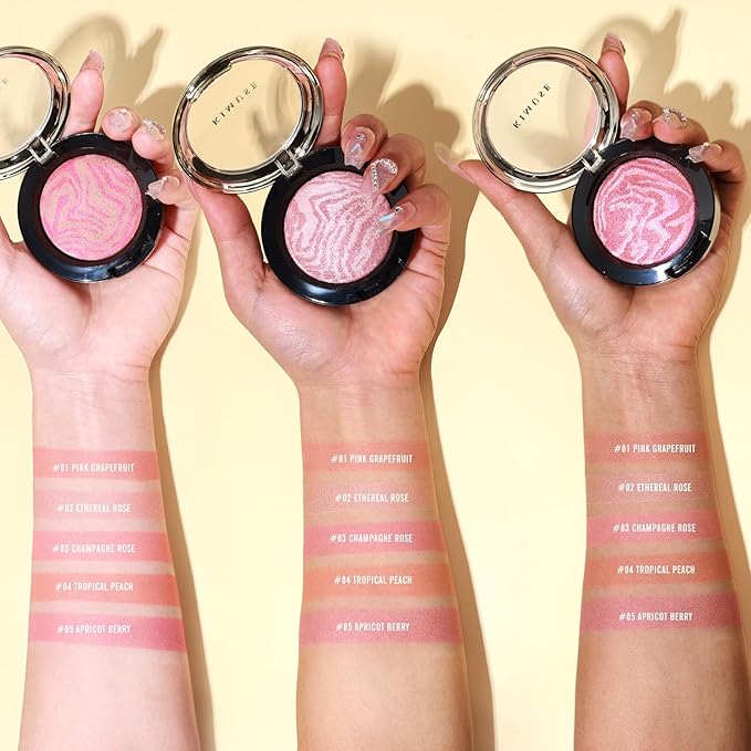 KIMUSE Baked Blush, Lighting Glow Marbleized Blush Powder Blush, Contour & Highlight Face for a Creamy Lightweight Natural Finish-Velvo Beauty