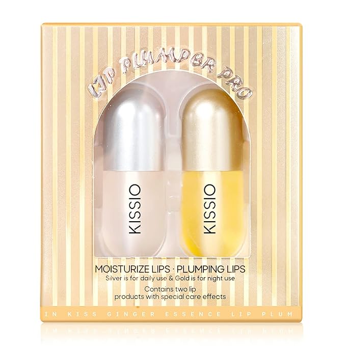 KISSIO Lip Plumper,2 PCS Natural Lip Plumper,Lip Enhancer, Natural Plumping Lip Serum, Lip Plumping Balm,Lip Plumper Pro,Hydrated Beauty Lips 5.5ml, Day And Night-Velvo Beauty