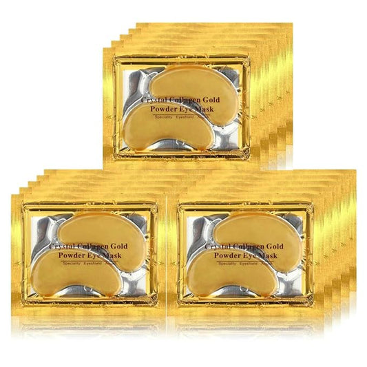24K Gold Crystal Collagen Under Eye Mask, Anti Aging Hyaluronic Acid Under Eye Patches for Moisturizing & Reducing Dark Circles (15 Pairs)-Velvo Beauty