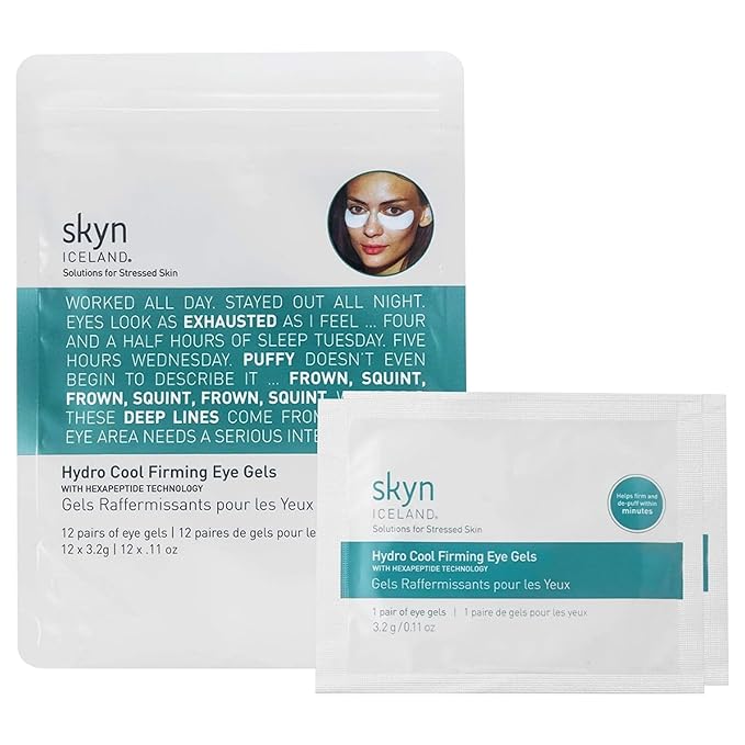 skyn ICELAND Hydro Cool Firming Under Eye Patches. Eye Gel Mask to Firm And Reduce Wrinkles, Fine Lines, Dark Circles, Puffy Eyes & Bags, 12 Pairs-Velvo Beauty