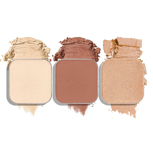 3-Color Eyeshadow Combo Pack – Matte & Shimmer Neutral Shades,Powder, Highly Pigmented, Long-Lasting, Refills Pans for Custom Magnetic Palette-Velvo Beauty