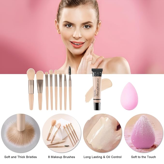 Makeup Kit for Teens Girls, Makeup Present Set for Women, Makeup Full Kit for Beginners, Mini Makeup Bundle Include 7 Nude colors Matte & Shimmer Pigmented Eyeshadow Palette, Eyebrow Powder-Velvo Beauty