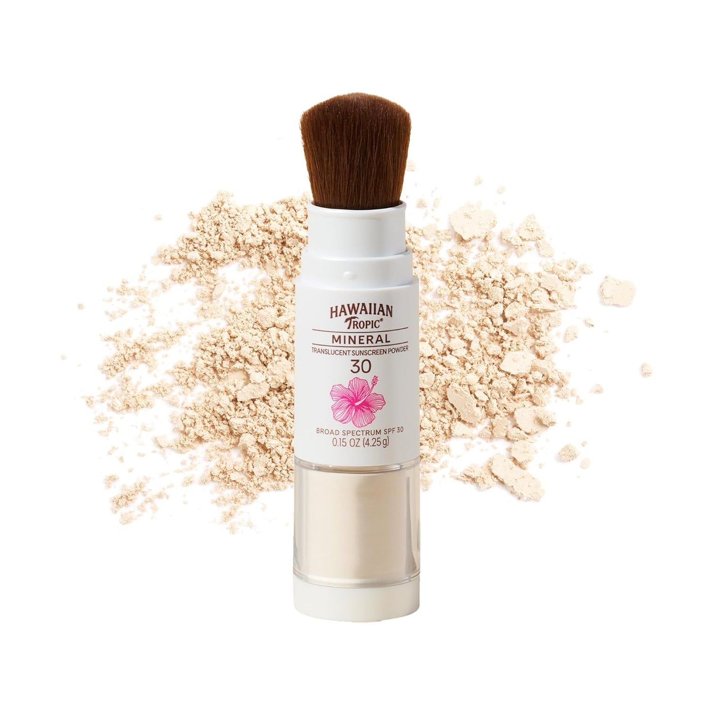Hawaiian Tropic Mineral Powder Sunscreen Brush SPF 30 | Beach Essentials, Zinc Oxide Mineral Sunscreen Powder SPF, Face Sunblock Travel Size, Brush On Sun Screen Protector for Face and Body, 0.15oz-Velvo Beauty