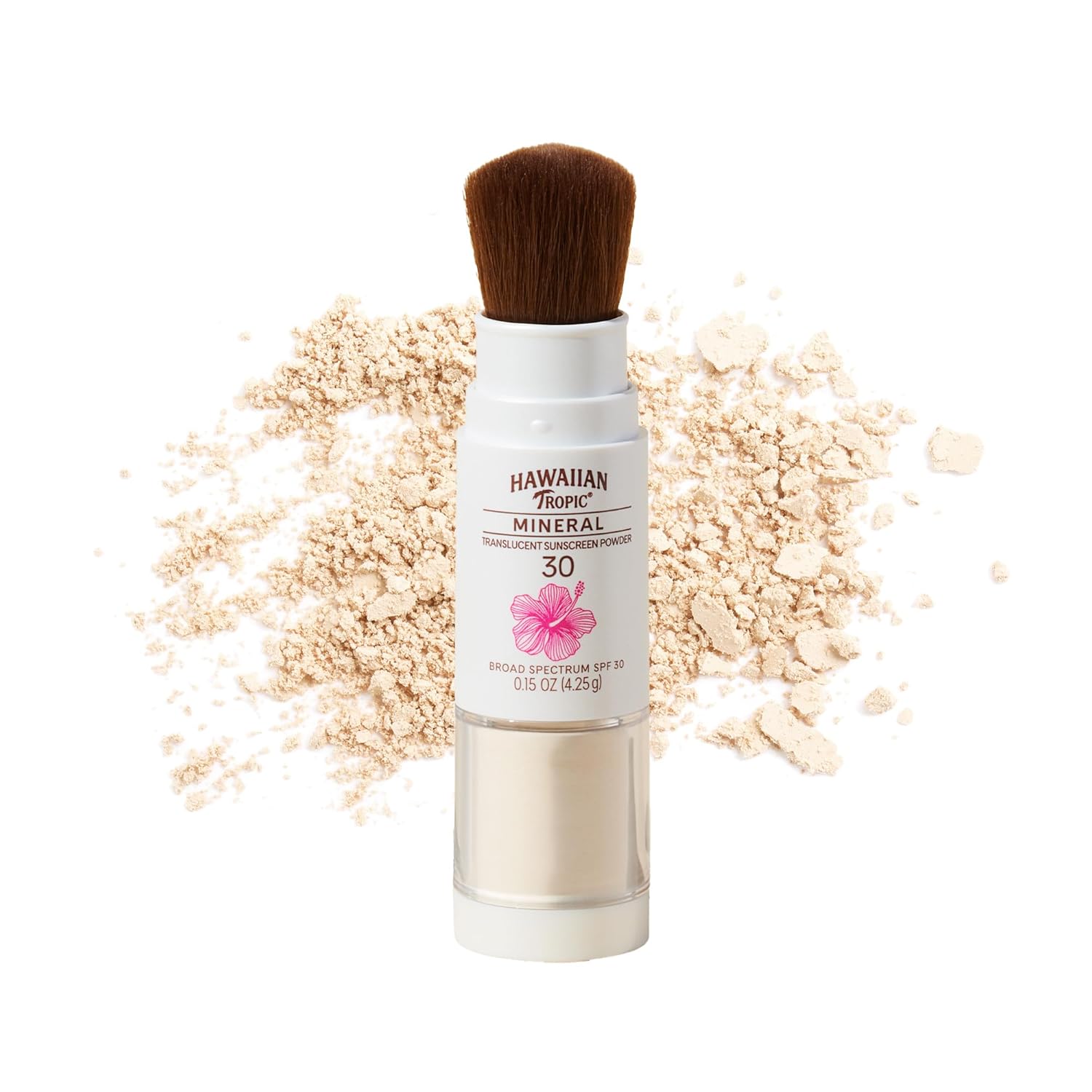 Hawaiian Tropic Mineral Powder Sunscreen Brush SPF 30 | Beach Essentials, Zinc Oxide Mineral Sunscreen Powder SPF, Face Sunblock Travel Size, Brush On Sun Screen Protector for Face and Body, 0.15oz-Velvo Beauty