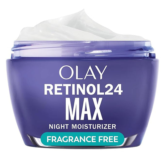 Olay Retinol Face Moisturizer, 24 MAX Anti-Aging Night Cream for Women, Fragrance-Free, Non Greasy - Anti-Wrinkle, Smooth Fine Lines, Tightening, Hydrating Skin Care - Peptides, Glycerin, 1.7 Oz-Velvo Beauty