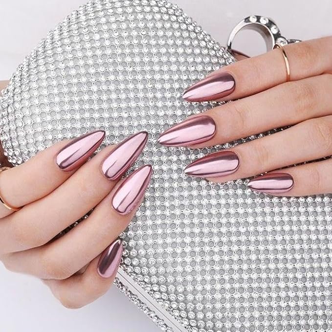 6 Colors Solid Chrome Nail Glitter Powder Set Metallic Mirror Chrome Powder for Nails, Gold Rose Gold Champagne Mutil Colors Palette Nail Pigment Powder Manicure Nail Art Decorations-Velvo Beauty