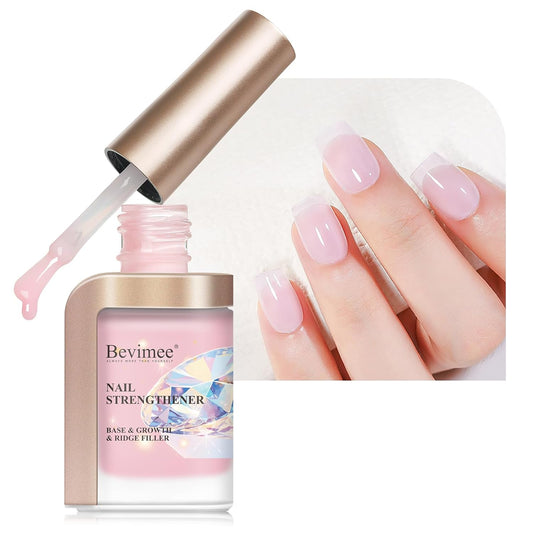 Nail Strengthener and Growth Natural Nails Hardener Pink Nail Repair Strengthening Polish Ridge Filler for Weak and Damaged Nails 12ML-Velvo Beauty