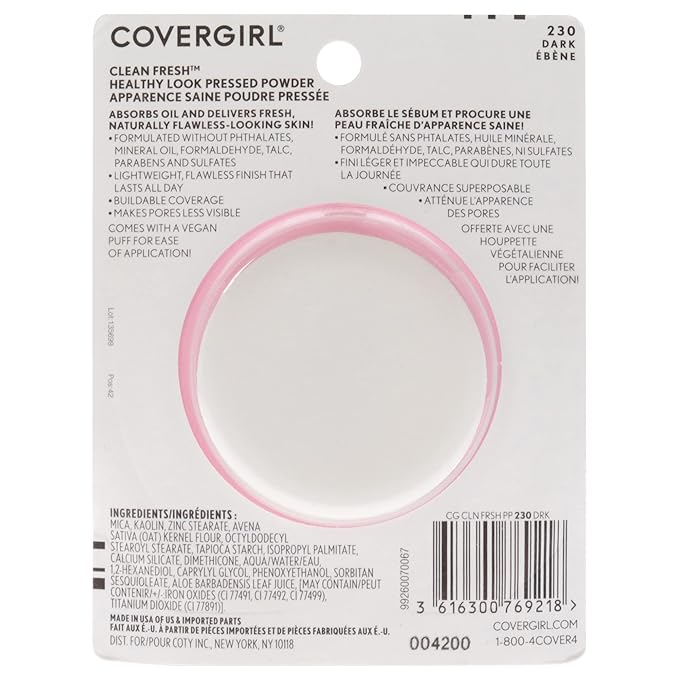 COVERGIRL Clean Fresh Pressed Powder, Dark, 0.35 Oz-Velvo Beauty