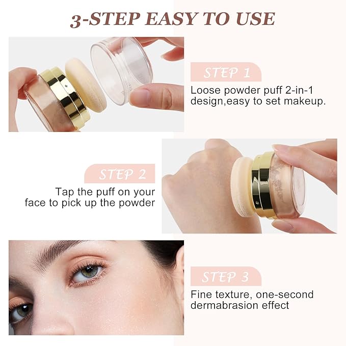 Boobeen Setting Powder, Lightweight Oil Control Loose Setting Powder, Full Coverage Finishing Powder For a Matte Flawless Look, Pressed Face Powder Makeup to Reduce Shine, Long Lasting-Velvo Beauty