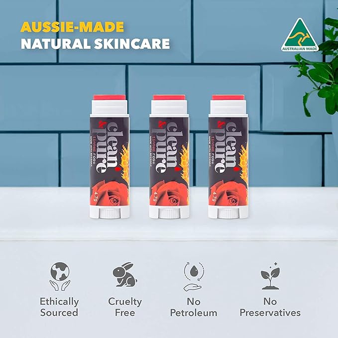 Bee Mine Lip Balm 3-Pack | Lip Care Set With 100% All Natural Beeswax | Vitamin E Oil | Flavored Lip Balm for Dry, Chapped Lips | Made in Australia……-Velvo Beauty