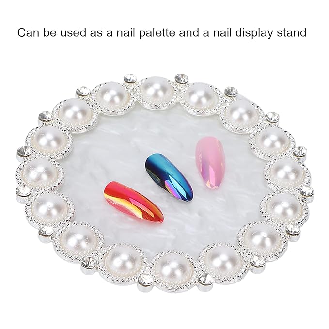 Polish Mix Palette, Resin Nail Art Display Board Cosmetic Nail Mixing Palette Color Mixing Nail Art Tips Display Plate(Silver)-Velvo Beauty
