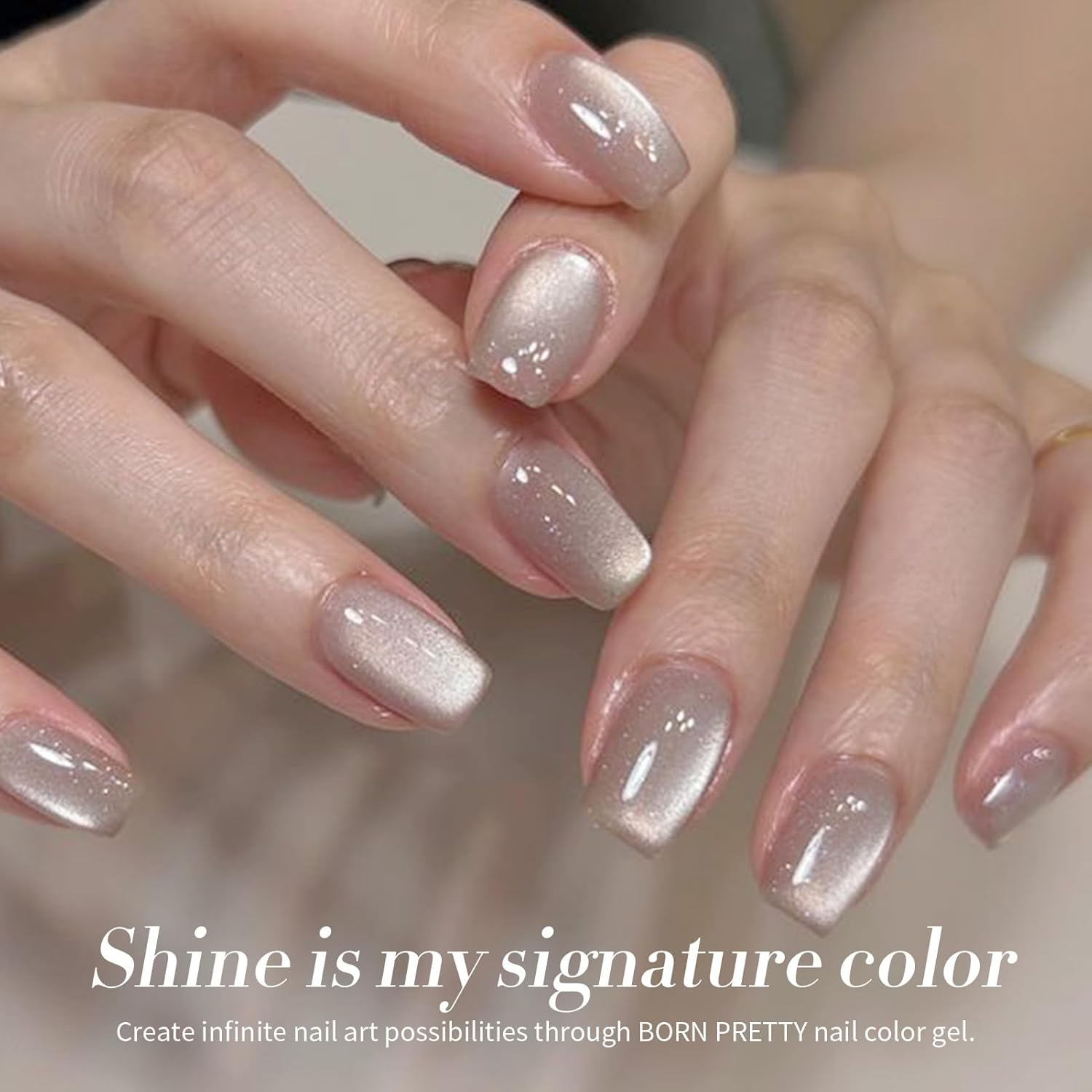 Born Pretty Cat Magnetic Eye Gel Nail Polish, Nude Moonlight Cat Magnetic Gel, Glass Shiny Effect Nude Soak Off Nail Art Salon Manicure Home Gift 15ml-Velvo Beauty