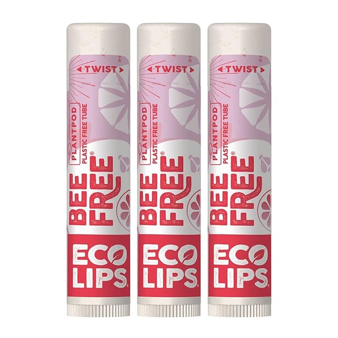 Eco Lips Vegan Superfruit Bee Free Lip Balm Includes Candelilla Wax, Organic Cocoa Butter and Coconut Oil. 100% Plastic-Free Plant Pod Packaging. 3-Pack-Velvo Beauty