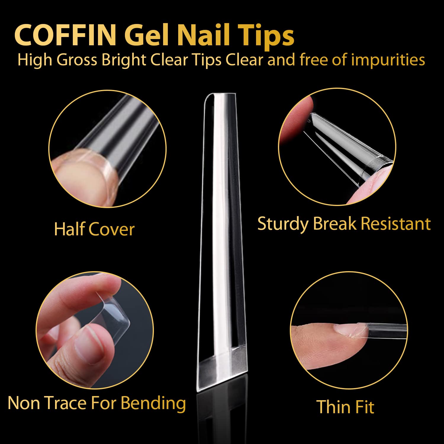 UNA GELLA Gel Nail Tips Coffin - Long Coffin Ballerina Nails Tips Half Cover Ballerina Acrylic Fake Nails 216PCS Falese Nail Tips for Nail Extension 12 Sizes Home DIY Salon-Velvo Beauty