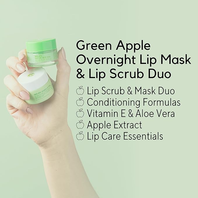 W7 Sweet Dreams Lip Scrub & Overnight Lip Mask Duo - 2Pcs Set - Apple Flavour - Exfoliate, Condition, Soothe & Hydrate-Velvo Beauty