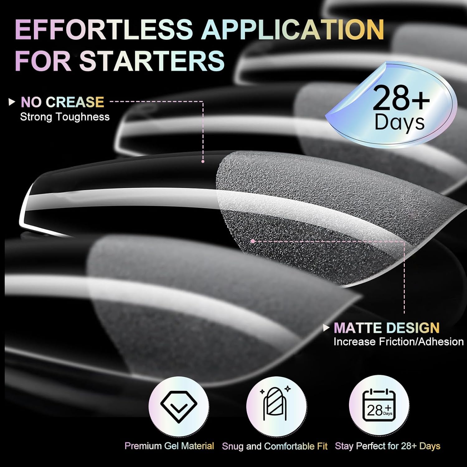 Coffin Nail Tips Medium Coffin Soft Gel Nail Tips 240Pcs Acrylic Full Cover Pre-Shape Nails Tips Half Matte Clear Press on Nails for Nail Extension Manicure Home DIY Salon 12 Sizes Gelly False Nails-Velvo Beauty