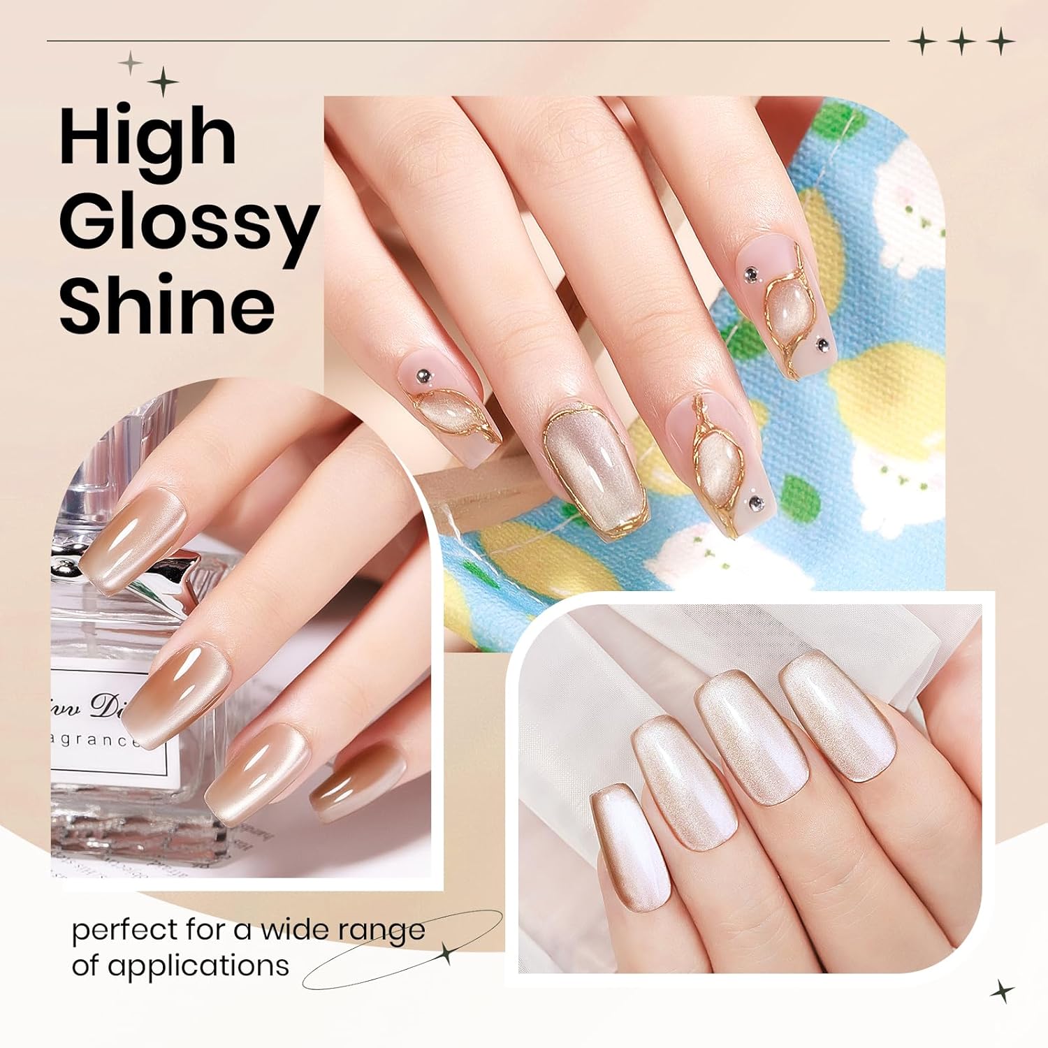 Moonlight Cat Eye Gel Nail Polish 10ml Silk Magnetic Nail Polish Glass Cateye Gel Polish with Magnetic Stick Soak Off UV LED Nail Lamp Nail Art Manicure Salon Home DIY 002, Milky Coffee-Velvo Beauty