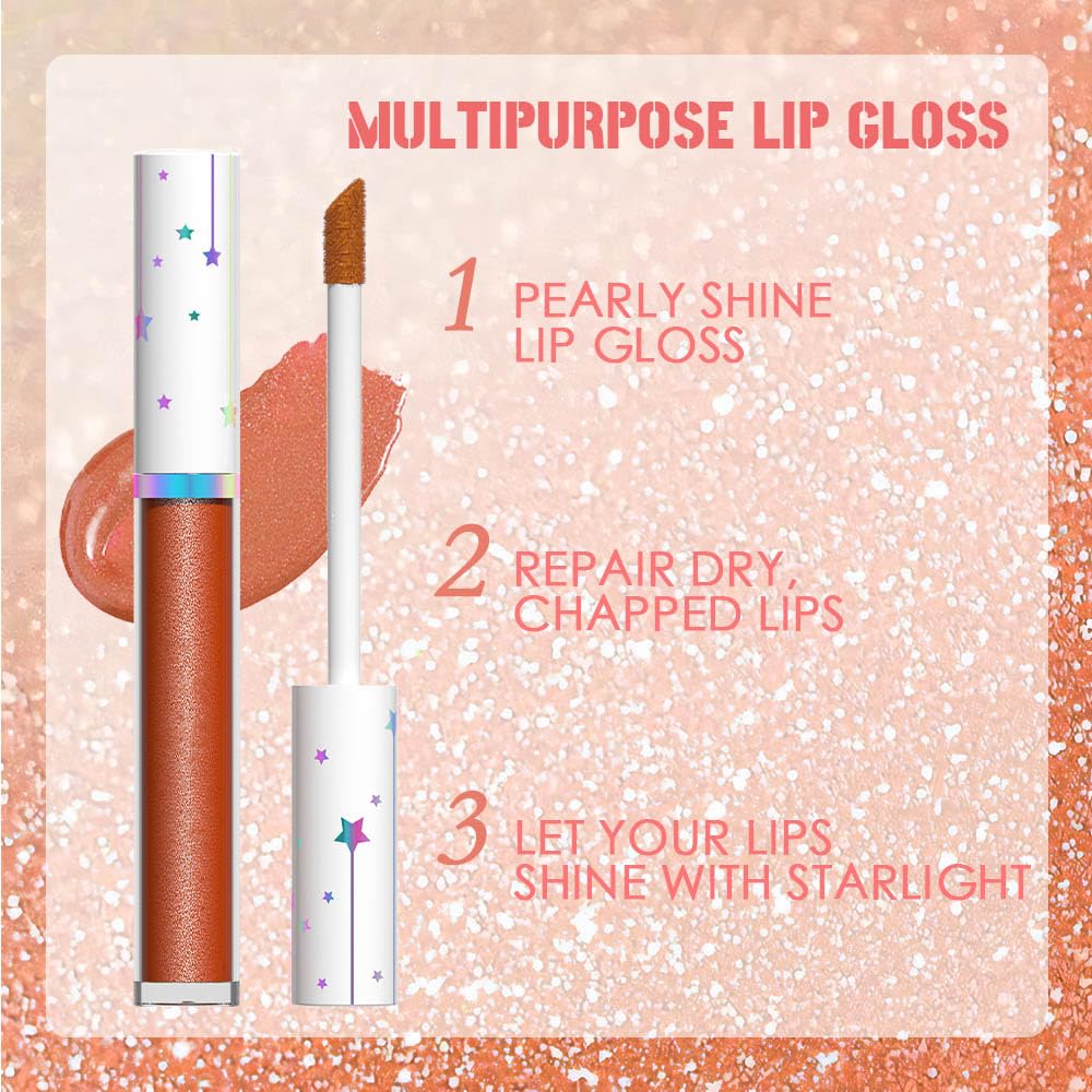 evpct 6Pcs Rose Bronze Gold Nude Pink White Dark Maroon Red Metallic Shimmer Glitter Lip Gloss Liquid Lipstick Set for Women Long Lasting Waterproof 24, Pearlescent Sparkly Glossy Lipsticks Lip Makeup-Velvo Beauty