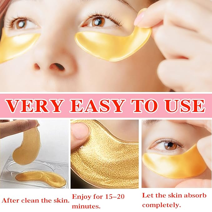 Eye Mask 60 pcs,Gold Collagen Under Eye Patches,Puffy Eyes and Dark Circles Treatments,Improve Reduce Under Eye Bags Smooth Wrinkles and Lighthen Fine Lines,Moisturizing,Improve and Firm eye Skin-Velvo Beauty