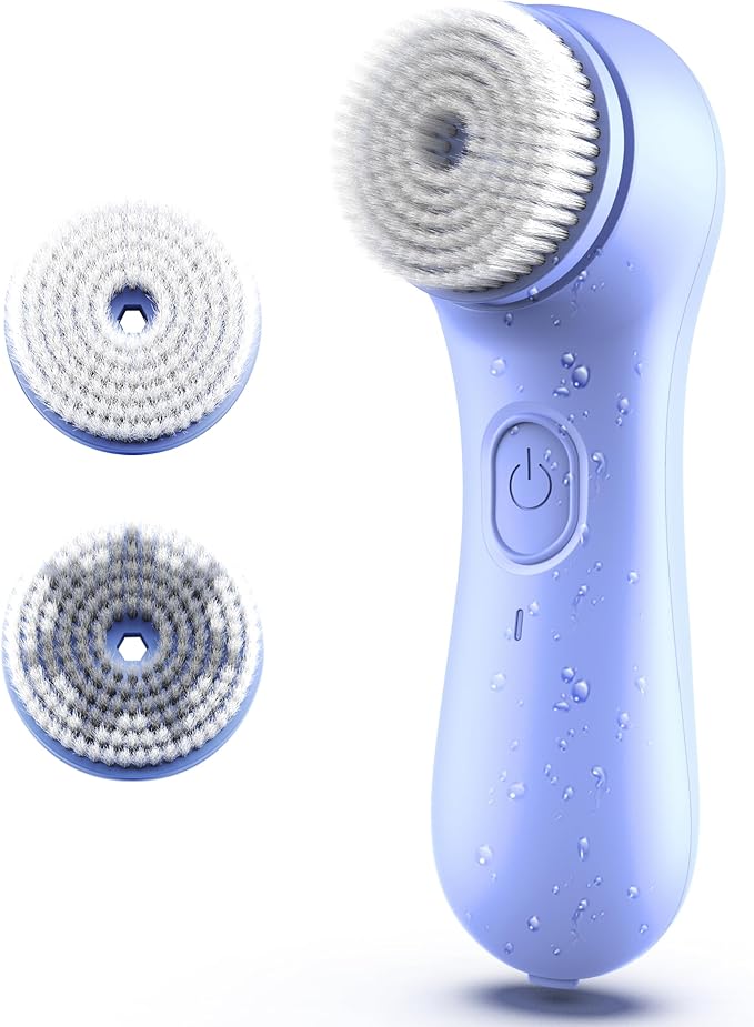 NågraCoola Electric Facial Cleansing Brush – Rechargeable Waterproof Face Scrubber for Women & Men, 2 Brush Heads for Deep Pore Cleansing & Gentle Exfoliation, 3 Speeds, Auto-Timer-Velvo Beauty