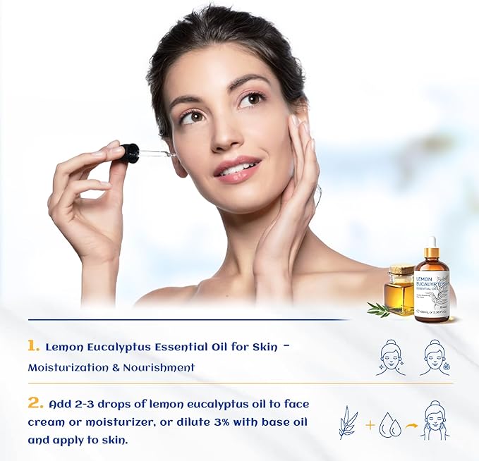 HIQILI Lemon Eucalyptus Oil, for Spary, Diffuser, Indoors, Outdoors, Garden, Yard, 100% Pure Natural - 3.38 Fl Oz-Velvo Beauty