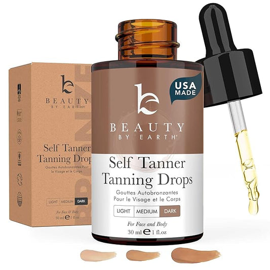 Self Tanning Drops for Face - USA Made with Organic & Natural Ingredients, Ultra Dark Face Tanning Drops to Add to Moisturizer, Self Tanner for Sunless Fake Tan & Natural Glow, Cruelty & Toxin Free-Velvo Beauty