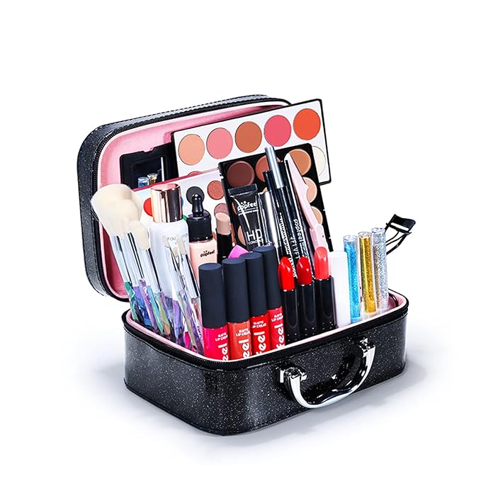 All-in-One Makeup Gift Set Travel Makeup Kit Complete Starter Makeup Bundle Lipgloss Lipstick Concealer Blushes Powder Eyeshadow Palette Cosmetic Palette for Teen Girls & Adults #17-Velvo Beauty