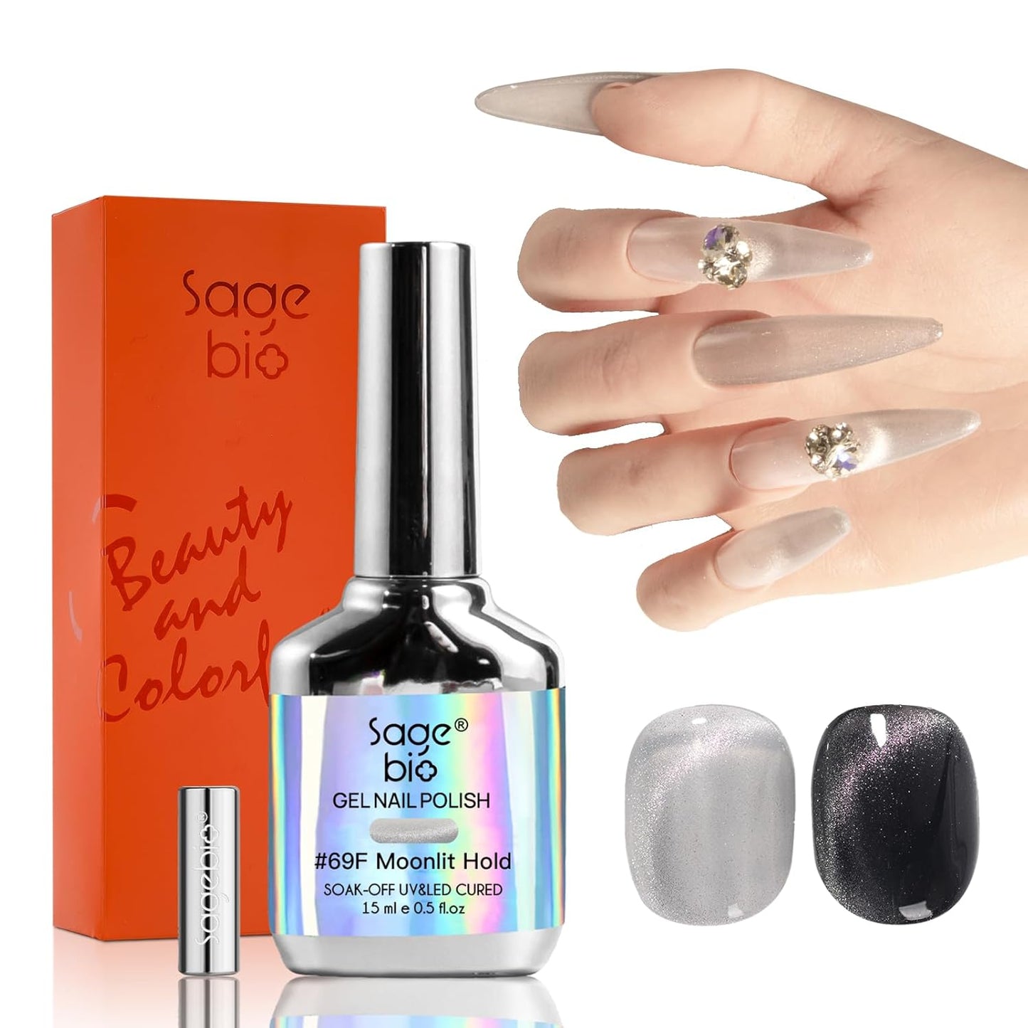 Cat Eye Gel Nail Polish with Magnet Stick, 15ml Magnetic Gel, Create Stunning Cat Eye Effects for DIY Manicures, Long-Lasting, Salon-Quality Finish, Moonlit Hold-Velvo Beauty