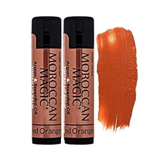 Moroccan Magic Blood Orange Red Tinted Lip Balm | Made with Natural Cold Pressed Argan and Essential Oils | Lip Balm | Smooth Application | Non-Toxic, Cruelty Free | 2 Pack-Velvo Beauty