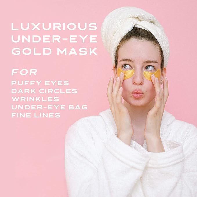 Under Eye Patches(30 Pairs), 24K Gold Collagen Under Eye Masks For Dark Circles and Puffiness, Moisturizing & Hydrating Eye Patches For Puffy Eyes, Reduce Under Eye Bags, Anti-Aging Eye Care Treatment-Velvo Beauty