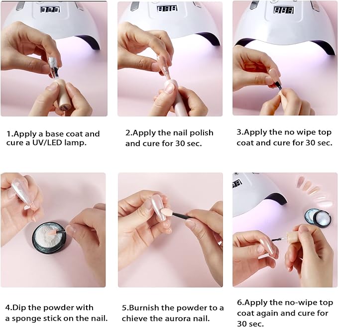 Allstarry Chrome Nail Powder 4 Colors Iridescent Aurora Powder Metallic Mirror Effect Pigment Pearlescent Purple Mermaid Unicorn Glitter for Nail Art Manicure Decoration Home DIY Salon-Velvo Beauty