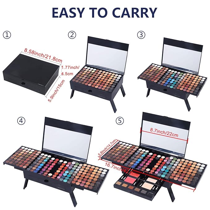 Makeup Gift Sets For Women - 190 Colors Makeup Palette Include Eyeshadow, Blushes, Eyebrow Powder,Eye Pencil,Mirror+20Pcs Makeup Brushes+Eyeshadow Primer+2Pcs Sponge Puff Make Up Set (Makeup Set A)-Velvo Beauty