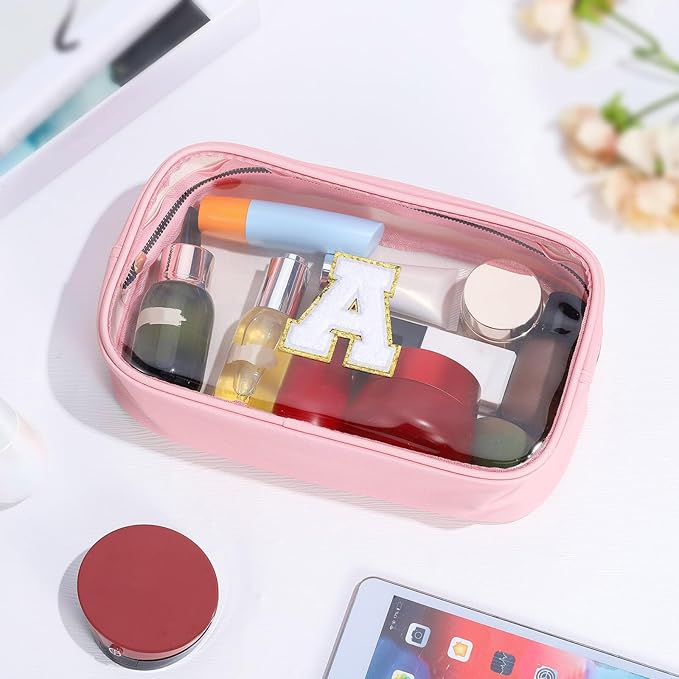 YOOLIFE Birthday Gifts Clear Makeup Bag Cosmetic Bag Pink Preppy Stuff Travel Accessories Makeup Pouch Birthday Gift for 4 5 6 7 8 9 10 11 12 Year Old Girls Graduation Teacher Gift K-Velvo Beauty