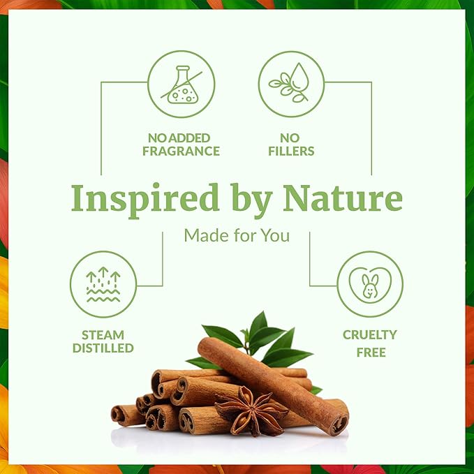 SVA Cinnamon Leaf Essential Oil – 4 Fl Oz – 100% Natural Cinnamon Oil - for Diffuser, Hair Care, Face, Skin Care, Aromatherapy, Scalp and Body Massage, Soap and Candle Making – with Dropper-Velvo Beauty