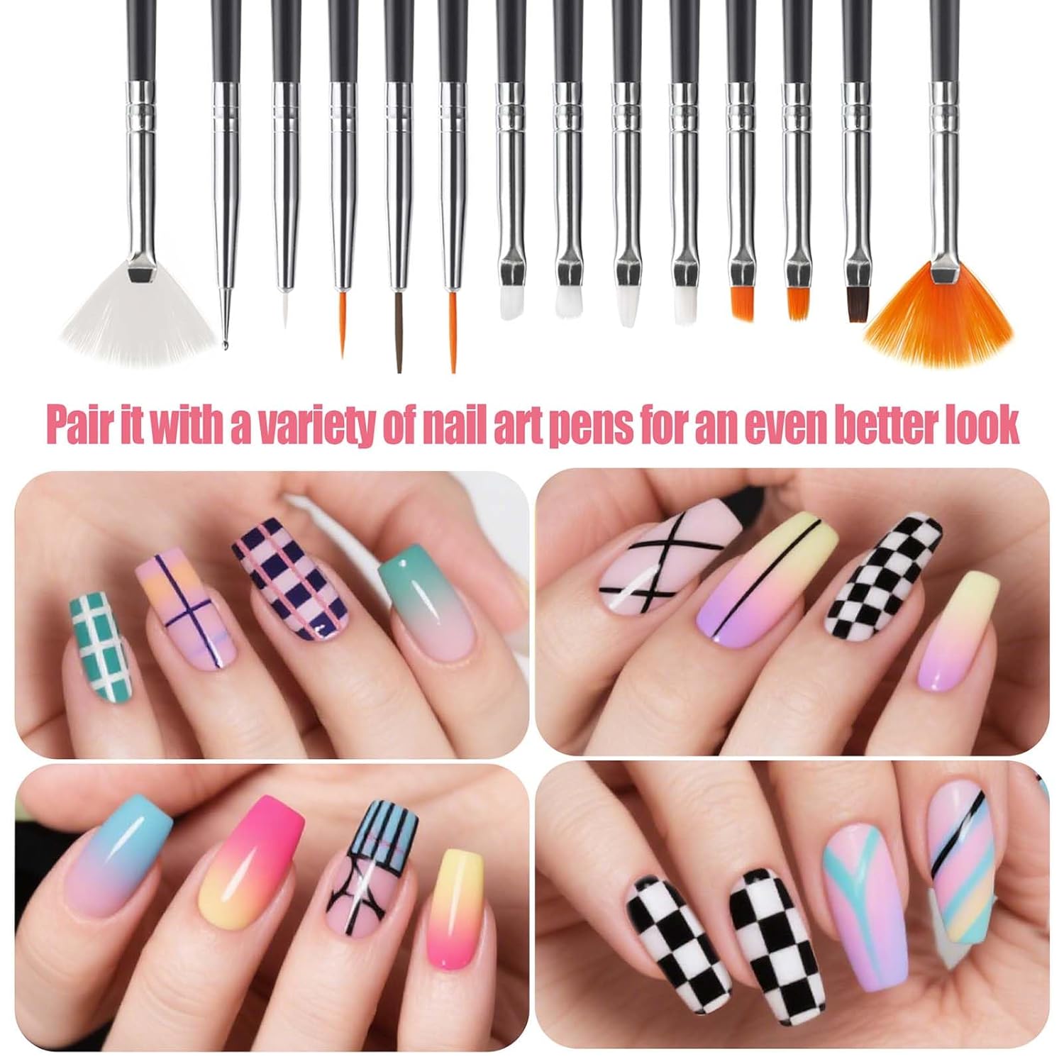 Artdone Nail Dotting Tools 32PCS Double-ended Nail Art Brushes Kit Nail Art Gel Polish Liner Brushes Design Pen For Nail Drawing And Nail Paint Brushes Small Detail Brushes-Velvo Beauty