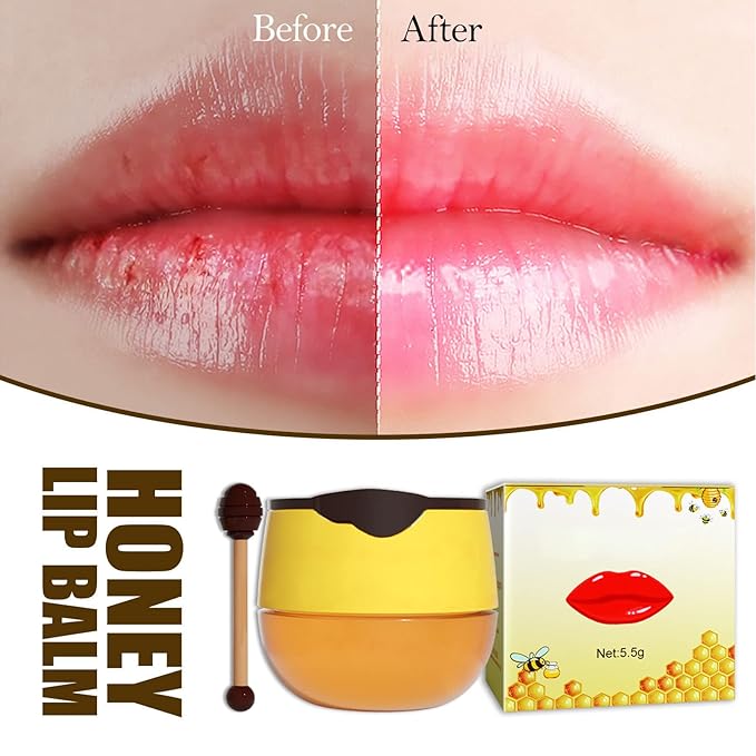 Lip Sleeping , 2PCS Lip Balm Honey Pot, Propolis Moisturizing Honey Lip Lip Balm, Hydrating & Prevention Dry and Cracked Lip Scrubs Exfoliator-Velvo Beauty