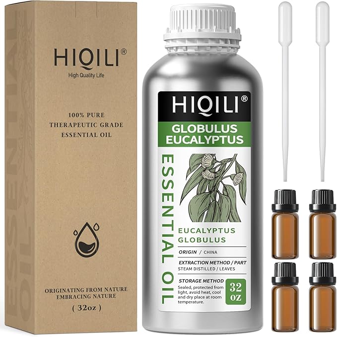 HIQILI Eucalyptus Essential Oil for Spray, Diffuser & Skin, 100% Pure Undiluted - 32 Fl Oz-Velvo Beauty