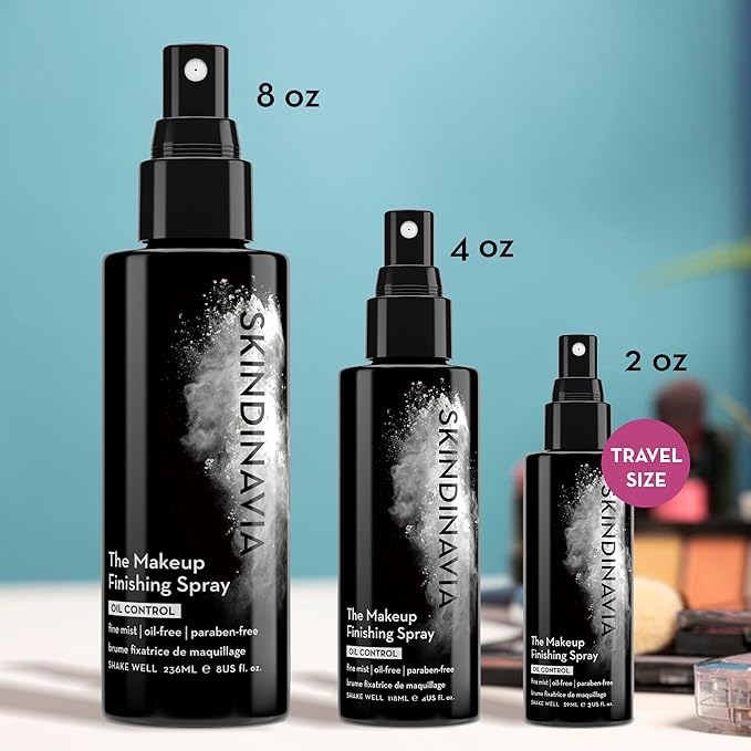 Skindinavia The Makeup Finishing Spray, Oil Control Makeup Setting Spray, All-Day Wear, Long-Lasting Up to 16+ Hours, Heat-Resistant & Waterproof, Fine Mist, 8.0 Oz-Velvo Beauty