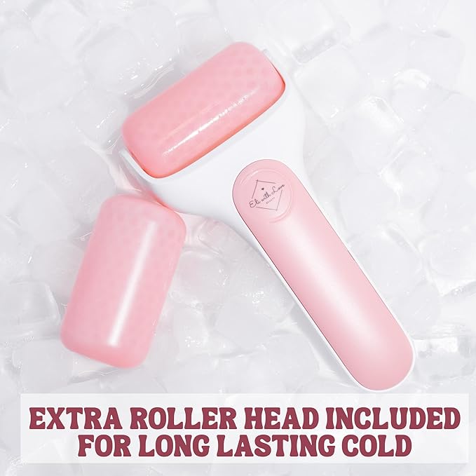 Ice Roller for Face Premium Facial Ice Roller with Carry Case and 2X Rollers for Long Lasting Cold - Eye Roller for Puffy Eyes & Cold Massage for Migraines (Pink (with case))-Velvo Beauty