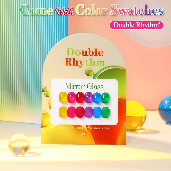 Double Rhythm 6 Pcs 15 ML Gel Polish Set Same Color Same Bottle Soak Off Gel Polish Kit Nail Art Manicure Salon DIY at Home for Women (Jelly Yellow Pink Red Purple Blue-T6-25)-Velvo Beauty