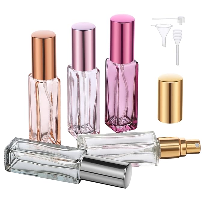 Segbeauty 5pcs 10ML Perfume Travel Refillable, Mini Cologne Perfume Bottles Empty, Portable Atomizer Sprayer for Perfume Travel Size Spray Bottle Pocket Glass Spray Bottles Toiletries Sample Dispenser-Velvo Beauty