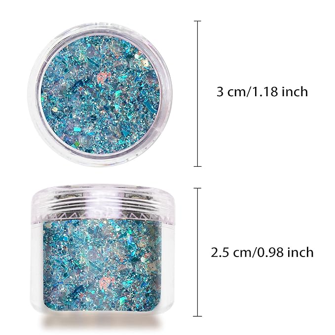 Allstarry 12 Colors Chunky Glitter Holographic Craft Glitter Cosmetic Nail Art Sequins Mixed Fine Glitter Flakes for Nails Art Decoration Hair Eyes Face Body, Resin Tumblers, Epoxy, Slime-Velvo Beauty